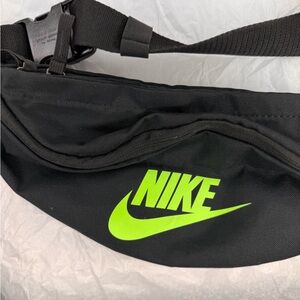 Nike Black Belt Bag with Neon Green Logo